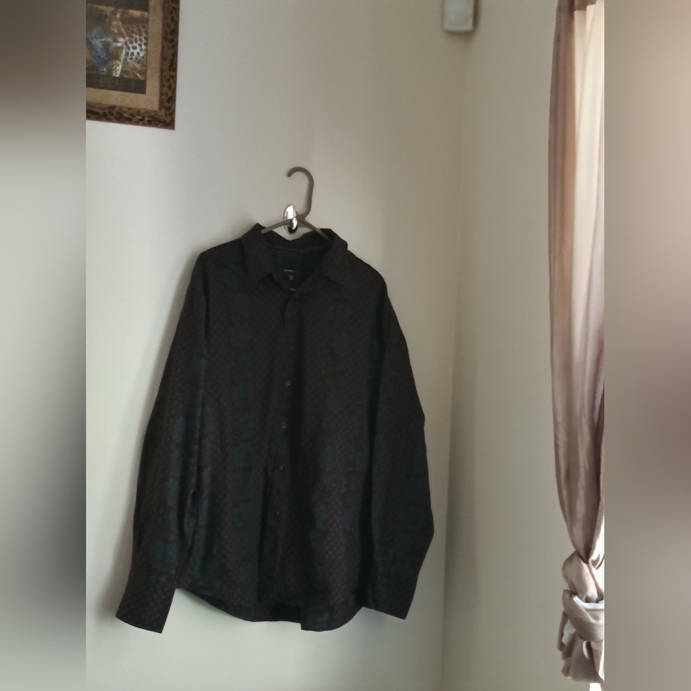 Murano Sport Shirt Men XL Blue & Brown Casual Button Down Academia Church Party